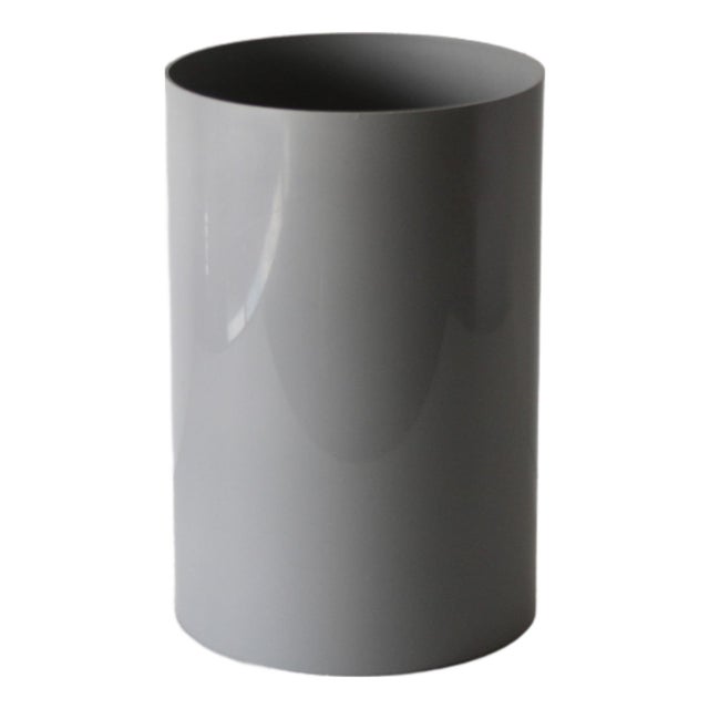 Kartell Tall Cylindrical Gray Wastebasket Vintage For Sale
