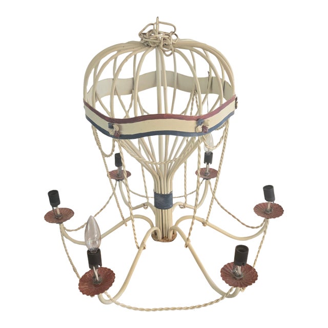 Late 19th Century Gilt Iron Hot Air Balloon Chandlier For Sale