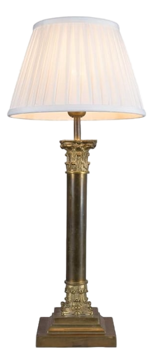 Dutch Neoclassical Brass Column Table Lamp, 1950s