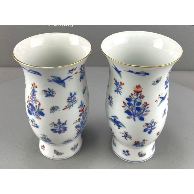 Japanese 1940s Asian Floral & Butterfly Vases - A Pair For Sale - Image 3 of 9