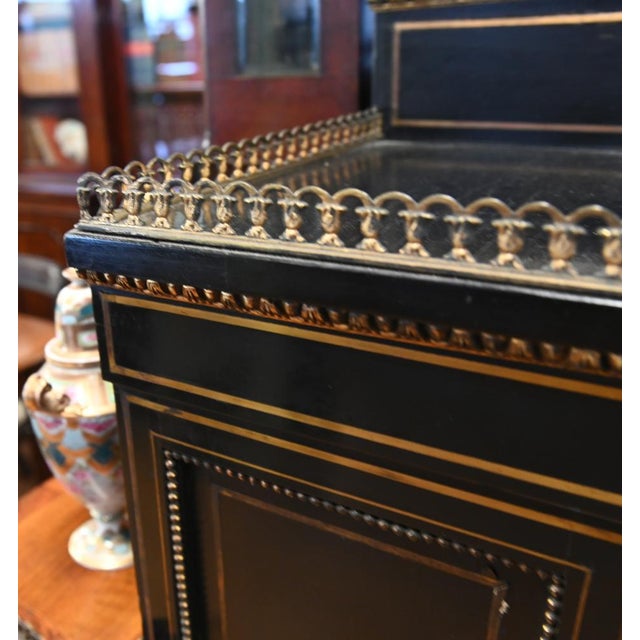 Victorian Side Cabinet with Ebonized Sevres Porcelain Plaques, 1880 For Sale - Image 10 of 14
