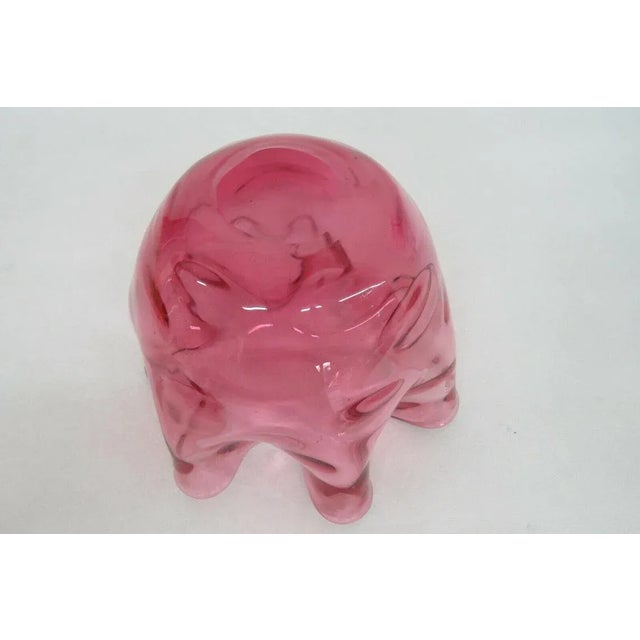 Fenton Thumbprint Style Cranberry Pink Glass Ruffled Rose Bowl Vase For Sale - Image 9 of 11