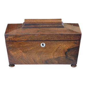 19th Century Rosewood Tea Caddy With Cut Glass Tumbler