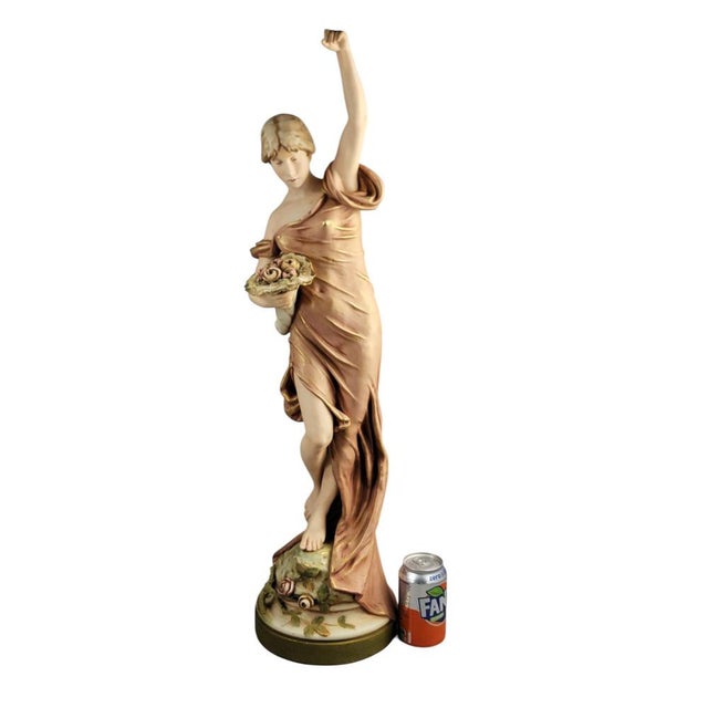 Graceful Maiden Porcelain Sculpture from Royal Dux, Early 20th Century For Sale - Image 9 of 10