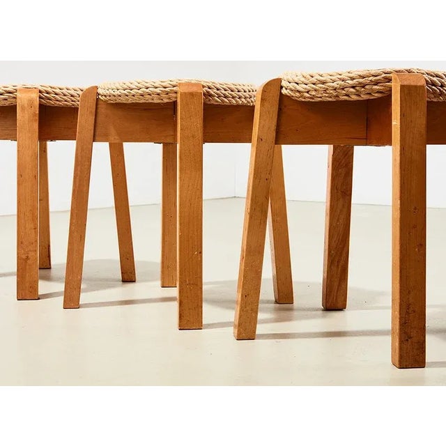 Stools in Birch and Rope, Scandinavia, 1990s, Set of 4 For Sale - Image 8 of 9
