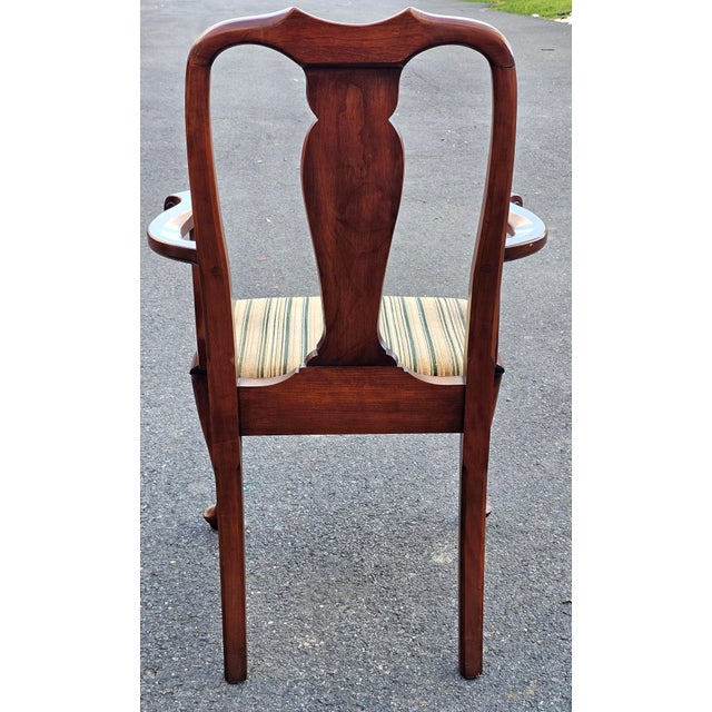 Late 20th Century Set of Six Henkel Harris Solid Wild Black Cherry Queen Anne Style Dining Chairs For Sale - Image 17 of 18