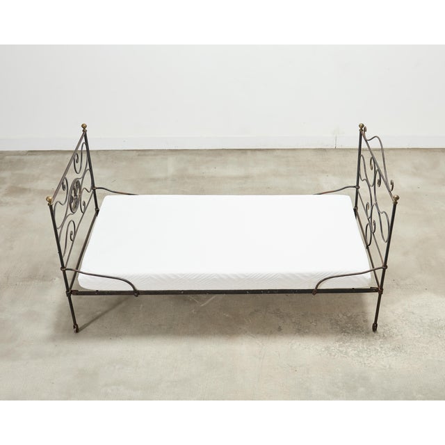 19th C. French Napoleon III Empire Wrought Iron Bronze Daybed For Sale - Image 4 of 16
