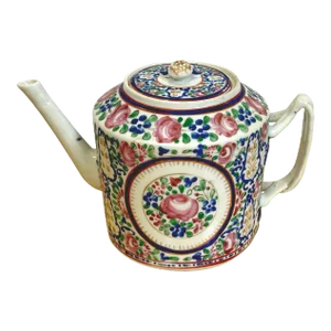 18th C Chinese Export Famille Rose Tea Pot, in the French Taste