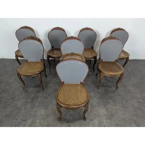Louis XV Style Caned Chairs, Set of 8 For Sale - Image 3 of 11