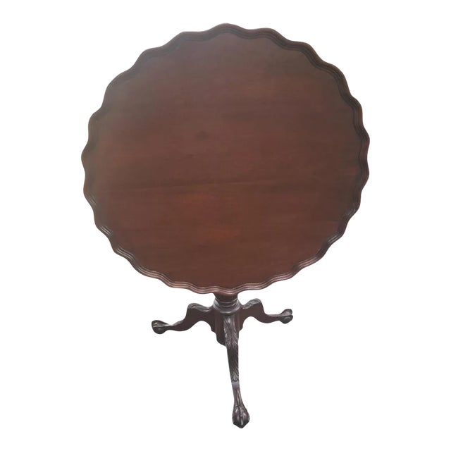 1930s Hand Crafted Mahogany Large Pie Crust Tilt-Top Table With Ball & Claw Feet For Sale