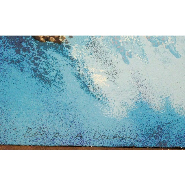 Robert Katona "Boy on a Dolphine" Hand Signed Serigraph Art on Paper Seascape For Sale - Image 4 of 5