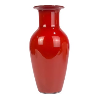 Breathtaking Authentic Hand-Blown Cased Glass Baluster Vase by Barovier & Toso, Murano, Signed For Sale