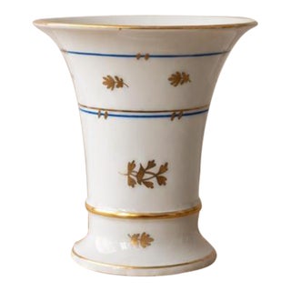 Herend Batthyany Blue Hand Painted Porcelain Vase Hungarian Fine China Gold Gilt Floral Bud Vase Collectible Luxury Home Decor For Sale