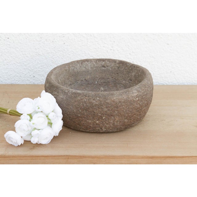 Gray Antique Carved Stone Spice Kitchen Bowl For Sale - Image 8 of 8