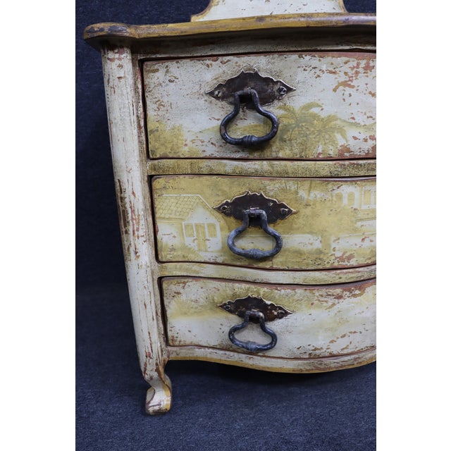 Italian Style Painted Three Drawer Commode With Scenic Decoration For Sale In Philadelphia - Image 6 of 18