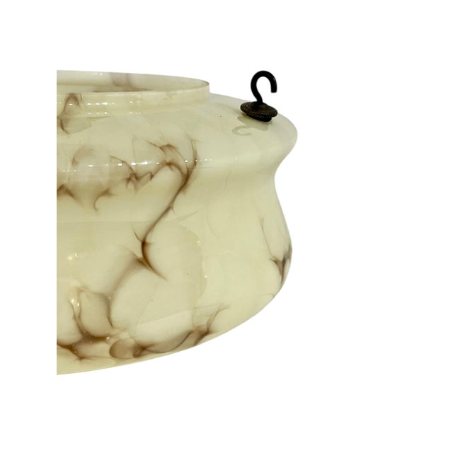 Art Deco Antique French Art Deco Plafonnier Marbled Glass Light Shade For Sale - Image 3 of 12