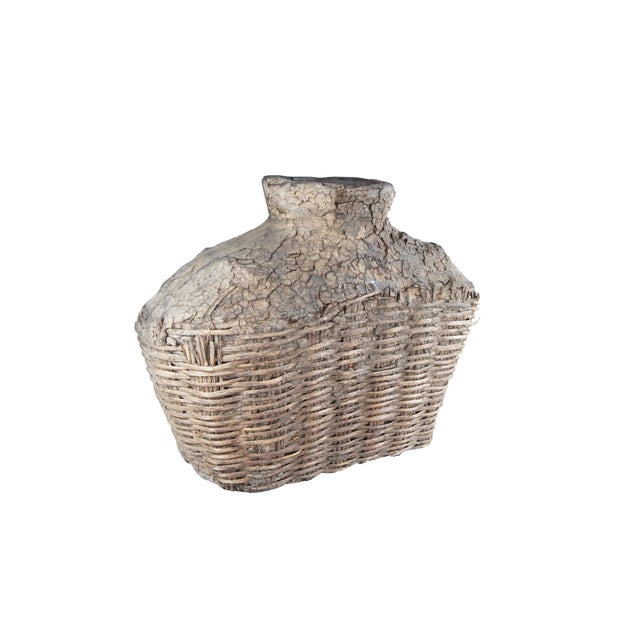 Chinese Early 20th Century Antique Chinese Woven Willow Oil Container Jar For Sale - Image 3 of 9