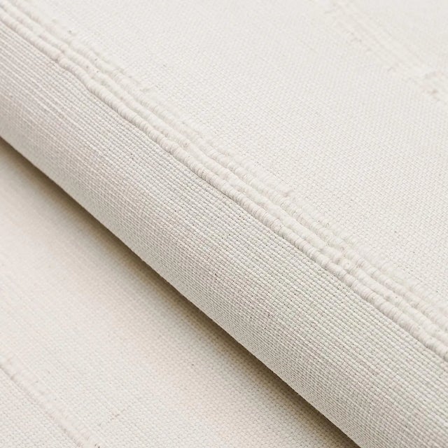 Schumacher Cambaya Hand Woven Stripe Fabric in White For Sale