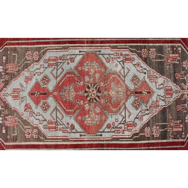 Antique Persian Hamadan Rug With Colorful Geometric Medallion 3'6 X 6'6 For Sale In Atlanta - Image 6 of 9