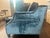 Massoud Furniture Like New Blue Velvet Massoud Loveseat For Sale - Image 4 of 5