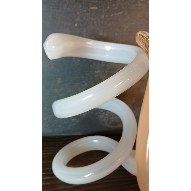 An exceptional and substantial vintage mid-century modern hand-blown art glass lily flower sculpture, executed in the...