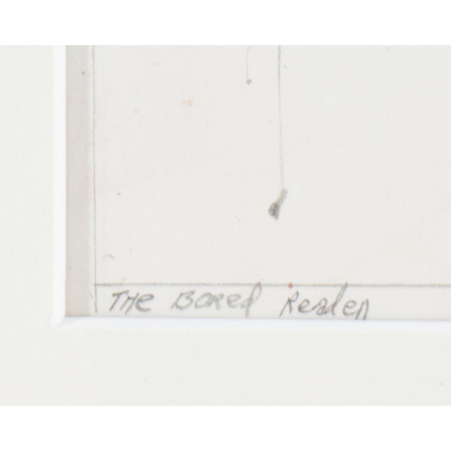 Realism James L. Bruch 1960s “The Bored Reader” Graphite Drawing For Sale - Image 3 of 8