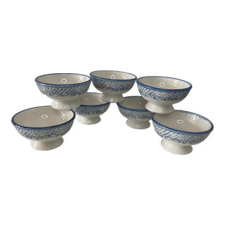 Vintage Verona by Artimino Pedestal Bowls Earthenware Set of 7, Made in Italy For Sale