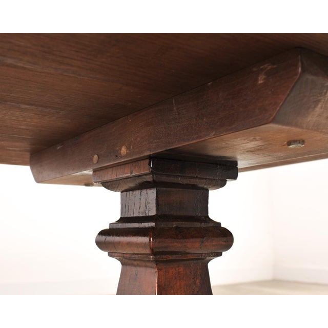 Country Italian Provincial Oak Farmhouse Trestle Dining Table 10 Ft For Sale - Image 15 of 17