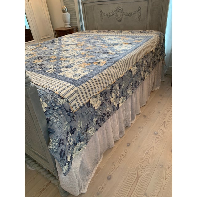 Farmhouse Vintage All Cotton Floral Patchwork Quilt For Sale - Image 3 of 11