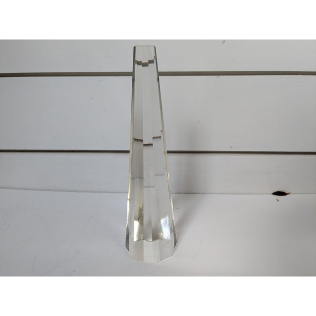 Large Mid 20th Century Crystal Glass Obelisk For Sale - Image 4 of 12