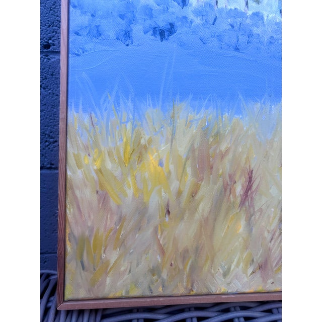 Original Signed “Blue Landscape” Framed Oil Painting For Sale - Image 4 of 10