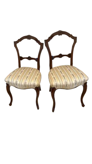 Set of Antique Victorian Carved Walnut Side Chairs