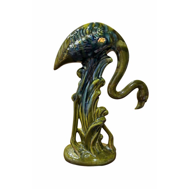 Mid-Century Modern Studio Art Pottery Stylized Dolphin (Abstract Bird Form), Drip Glaze, 13 For Sale - Image 4 of 12