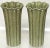 A pair of stylish mid-century hand made pottery vases, having speckled asparagus green glaze that entirely covers both the...