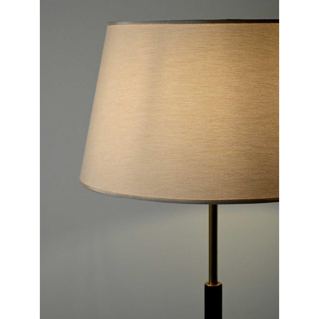 Wood Scandinavian Floor Lamp in Black Wood and Brass, 1950s For Sale - Image 7 of 12