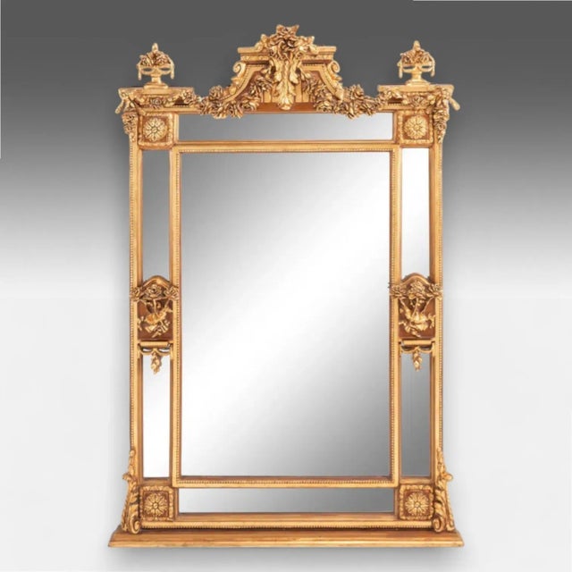 1930s Louis XVI Style, Large Wall or Floor Mirrors, Giltwood, Gesso, Europe, 19th C. For Sale - Image 5 of 12