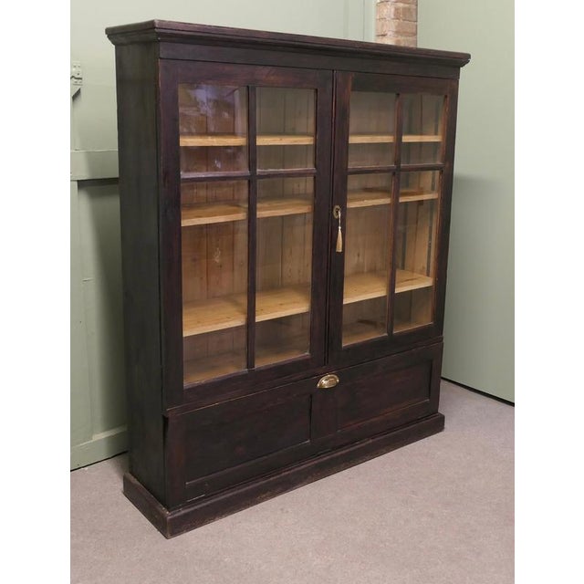 Glazed Bookcase in Oak For Sale - Image 3 of 8