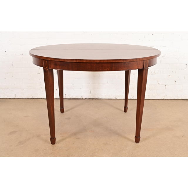 Kindel Furniture Federal Banded Mahogany Extension Dining Table, Newly Refinished For Sale - Image 12 of 14