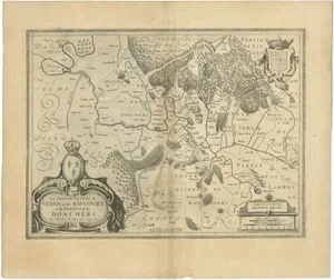 Antique Map of the Region of Sedan and Doncheri in France by Janssonius, 1650