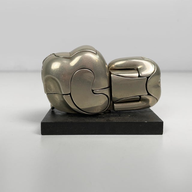 Metal Spanish Nickel-Plated Metal Mini Zoraida Sculpture by Miguel Berrocal, 1970s For Sale - Image 7 of 13