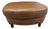Late 20th Century Classic Caramel Brown Leather Nailhead Ottoman / Coffee Table Pouf For Sale