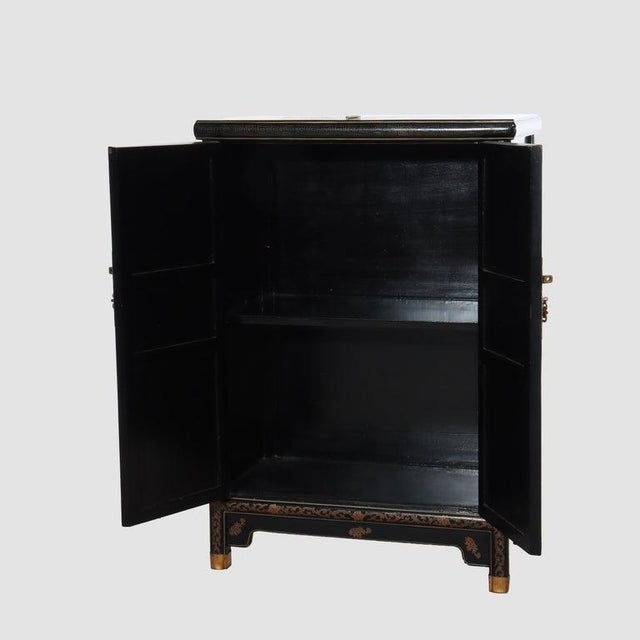 Early 20th Century Chinese Ebonized & Gilt Credenza With Figural & Floral Soap Stone Inlay 20thC For Sale - Image 9 of 17