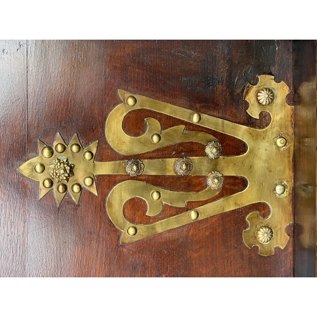 Late 19th Century Arts & Crafts Oak Sideboard with Dry Bar Top and Cupboard in Oak, Bronze & Brass For Sale - Image 12 of 18