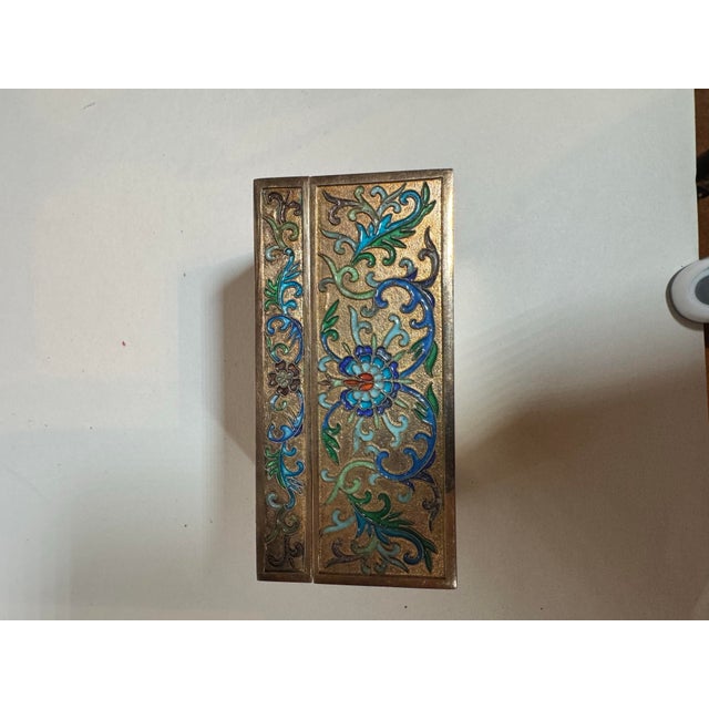 Vintage Chinese Export Silver & Enamel Smoking Set, Cigarette Holder & Pair of Ashtrays For Sale - Image 10 of 11
