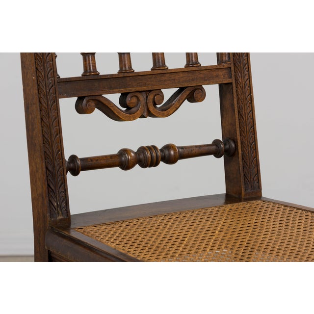 Brown 19th Century French Louis XIII Style Walnut and Cane Dining Chairs - Set of 8 For Sale - Image 8 of 18