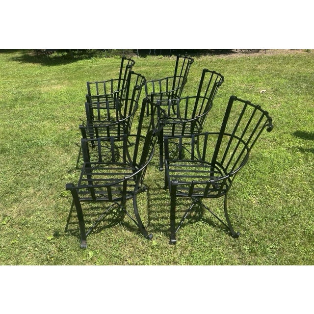 American 6 Heavy Rare Vintage Wrought Iron Oversized Chairs For Sale - Image 3 of 8