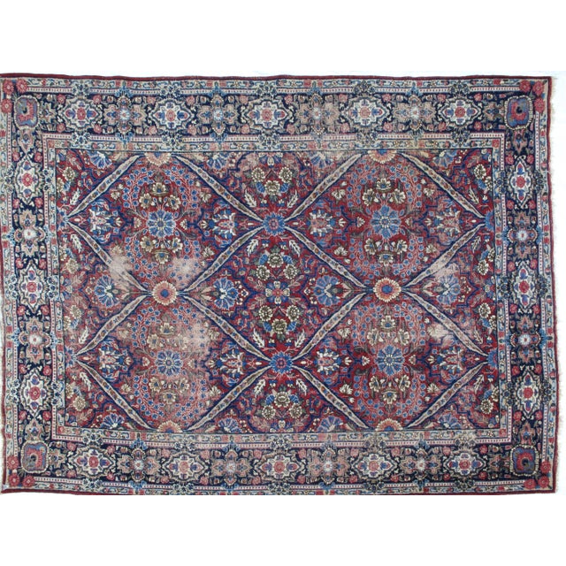 Wool pile genuine hand made antique Persian Lavar Kerman .