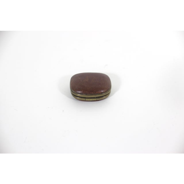 Vintage Leather and Brass Pill Box For Sale - Image 6 of 10