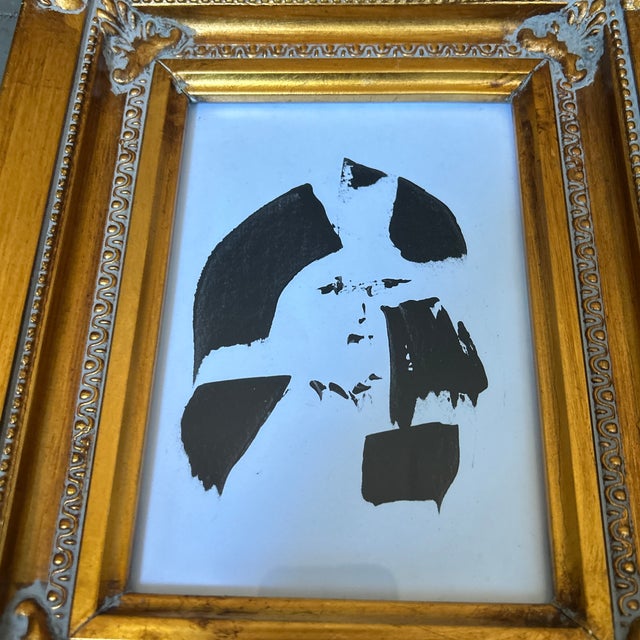 Contemporary original abstract portrait painting. Measures 5x7 or just shy of 9x11 framed. Check out my shop Robins Egg...