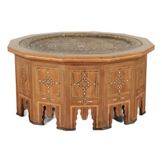 Antique Moroccan Inlaid Table With Tray Top For Sale
